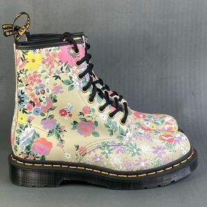 Dr. Martens 1460 Floral Mash Up Backhand Boots Parchment Beige New Size US 6